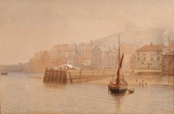 The Fish Pier, Whitby And The East Pier, Whitby Oil Painting by Eunice Ellenetta Booth