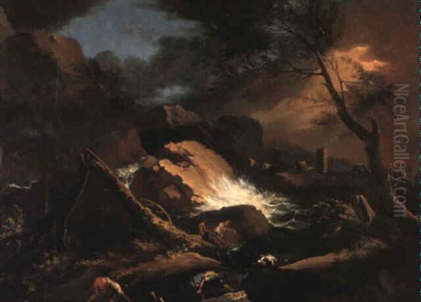 Kustenlandschaft Bei Sturm Oil Painting by Marco Ricci