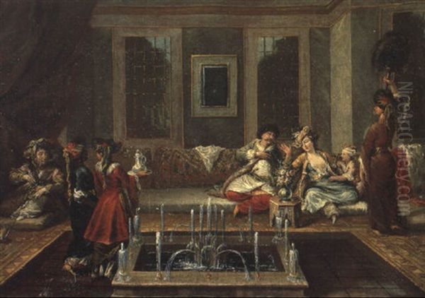 Scene De Harem Oil Painting by Marco Ricci