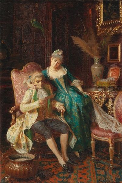 Courtship Oil Painting by Pio Ricci