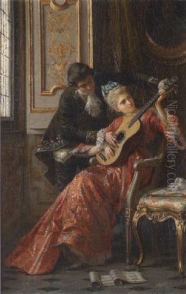 If Music Be The Food Of Love... Oil Painting by Pio Ricci