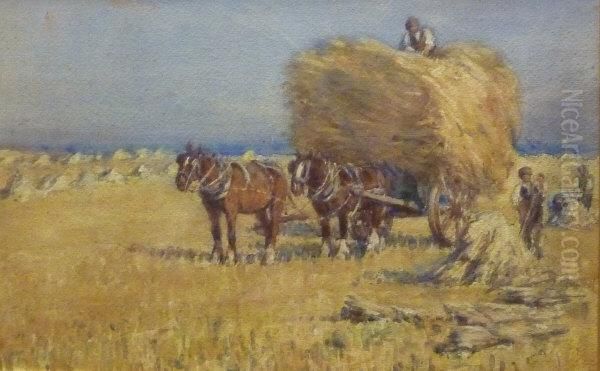 Harvest Time Oil Painting by James William Booth