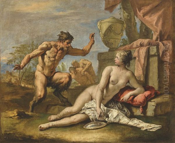 A Nymph And A Satyr Oil Painting by Sebastiano Ricci