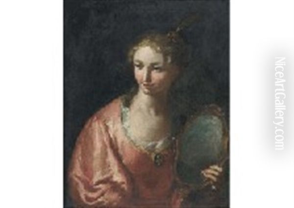 Woman With A Mirror Oil Painting by Sebastiano Ricci