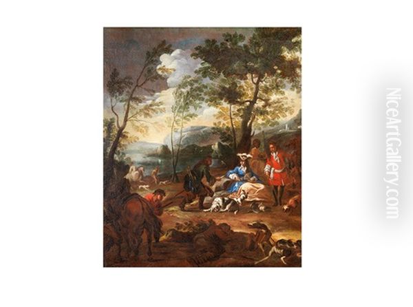 La Halte Lors De La Chasse A Courre Oil Painting by Sebastiano Ricci