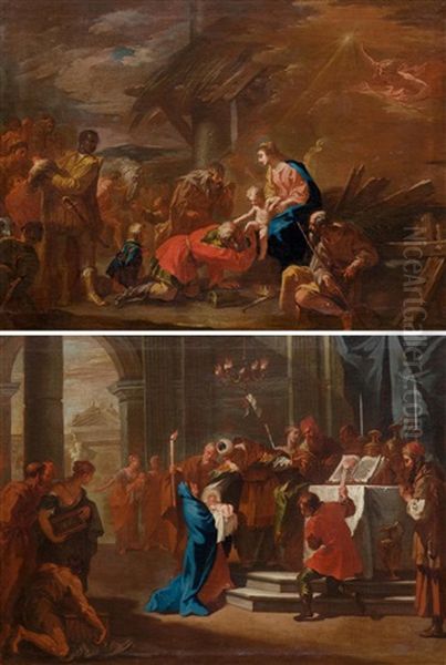 Pair Of Works: The Presentation In The Temple/ Adoration Of The Kings Oil Painting by Sebastiano Ricci