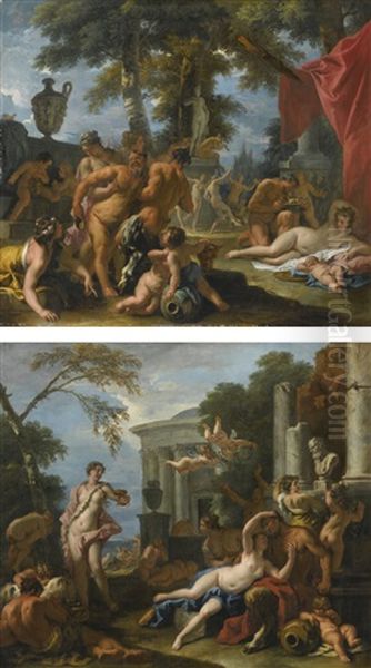 A Bacchanal In Honor Of Pan; The Feast Of Silenus Oil Painting by Sebastiano Ricci