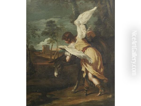 An Angel And Mule From The Flight Into Egypt Oil Painting by Sebastiano Ricci