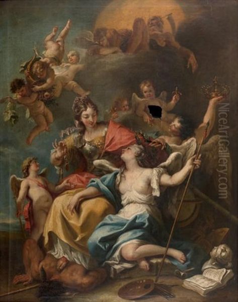 Le Triomphe De La Sagesse Sur L'ignorance Ou Allegorie De La France Oil Painting by Sebastiano Ricci