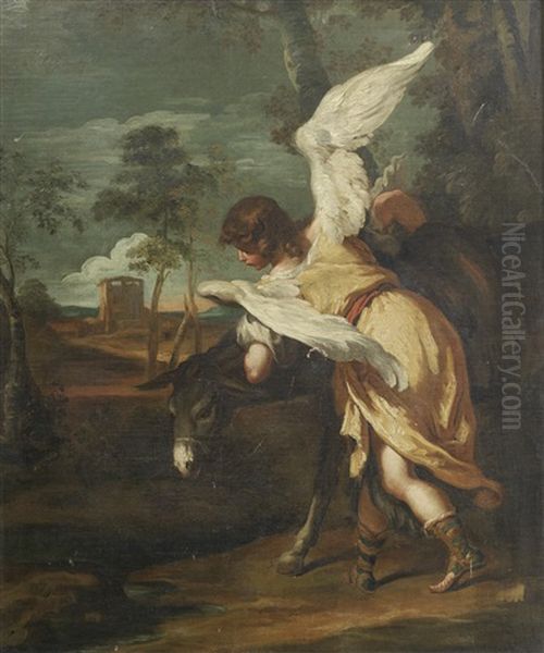 An Angel And Mule From The Flight Into Egypt Oil Painting by Sebastiano Ricci