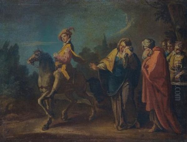 Episodes From The Parable Of The Prodigal Son: The Prodigal Son Leaves Home; The Prodigal Son Is Sent To Herd Pigs; The Return Of The Prodigal Son (3 Works) Oil Painting by Sebastiano Ricci