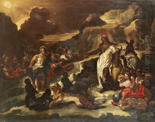 Afrika Erbjuder En Romersk Harforare Vilda Djur Oil Painting by Sebastiano Ricci