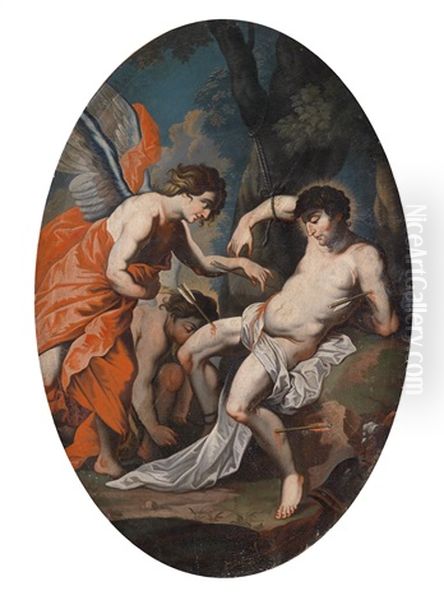 Der Heilige Sebastian Wird Von Einem Engel Versorgt Oil Painting by Sebastiano Ricci