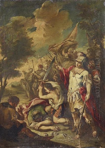 Enthauptung Des Goliath (sketch) Oil Painting by Sebastiano Ricci