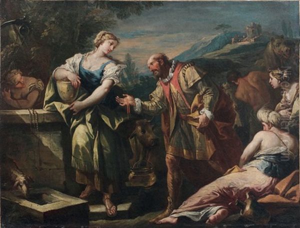 Eliezer Et Rebecca Oil Painting by Sebastiano Ricci