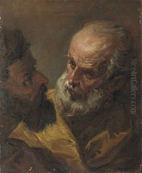 Two Bearded Men (study) Oil Painting by Sebastiano Ricci