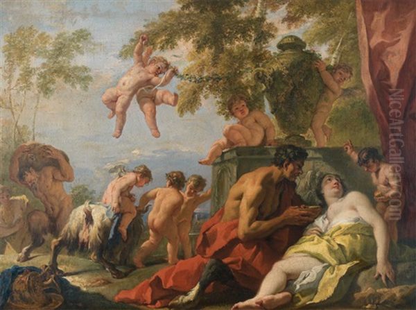 Satyre Reconfortant Une Nymphe Oil Painting by Sebastiano Ricci