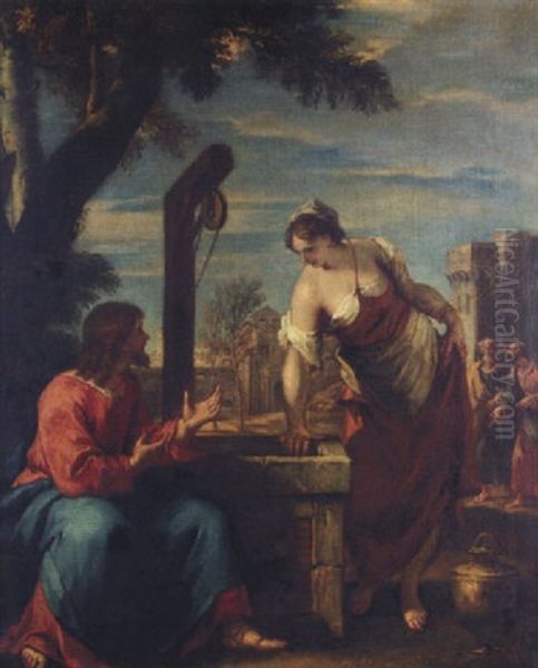 Christ And The Woman Of Samaria Oil Painting by Sebastiano Ricci