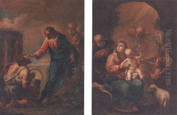 Christ Healing The Blind Oil Painting by Sebastiano Ricci