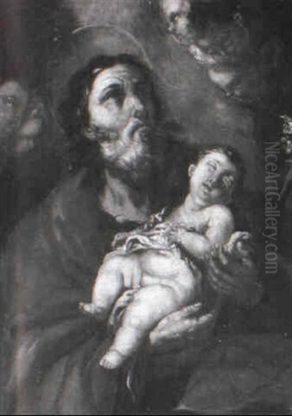 St. Joseph With The Christ Child Oil Painting by Sebastiano Ricci