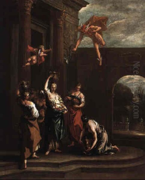 Mercury, Herse And Aglauros Oil Painting by Sebastiano Ricci