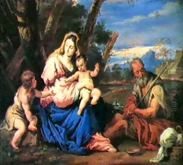 Sacra Famiglia Con San Giovannino Oil Painting by Sebastiano Ricci