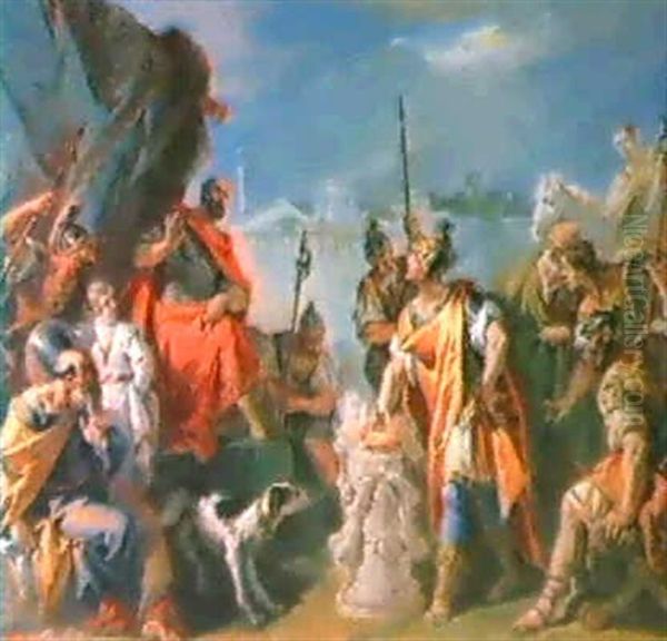 Muzio Scevola Dinanzi A Porsenna Oil Painting by Sebastiano Ricci