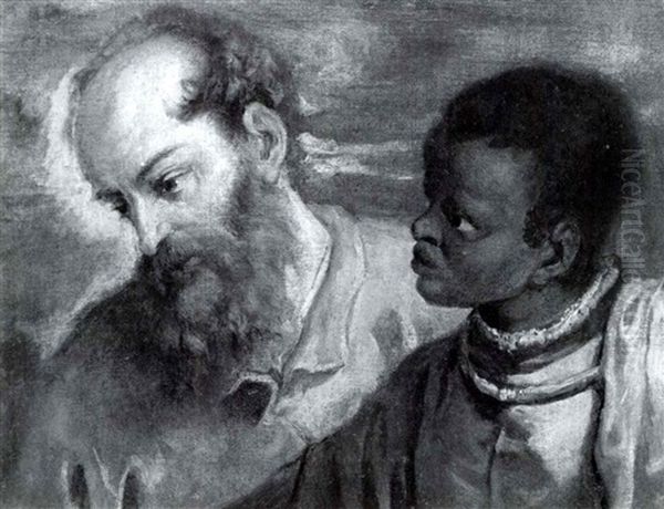 A Study Of Two Heads From Veronese's Feast At The House     Of Levi Oil Painting by Sebastiano Ricci