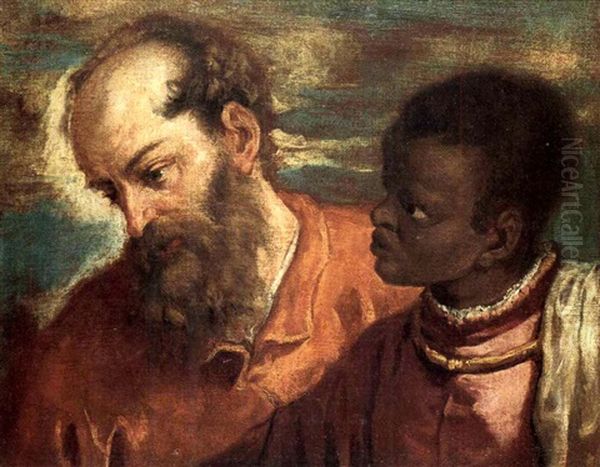 A Study Of Two Heads From Veronese's Feast At The House     Of Levi Oil Painting by Sebastiano Ricci