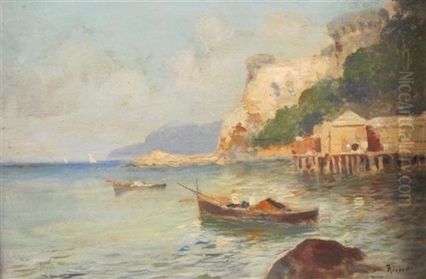 On The Italian Coast, And One Other Sketch Of A Coastal Scene (2 Works) Oil Painting by Oscar Ricciardi