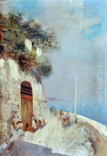 Strada Di Capri Oil Painting by Oscar Ricciardi