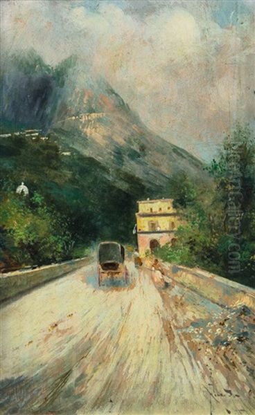 Strada A Capri Oil Painting by Oscar Ricciardi