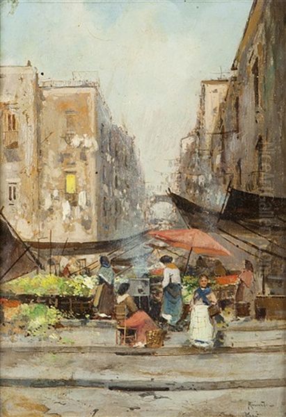 Donne Al Mercato Oil Painting by Oscar Ricciardi