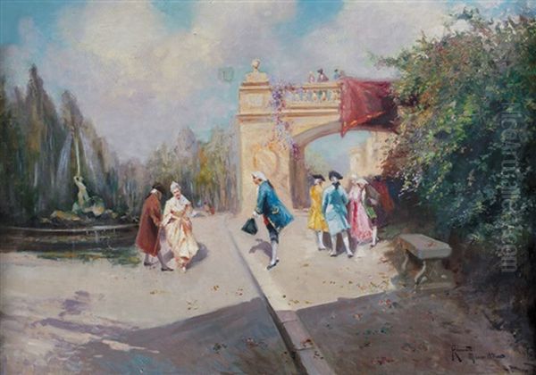 Scena In Costume D'epoca Oil Painting by Oscar Ricciardi