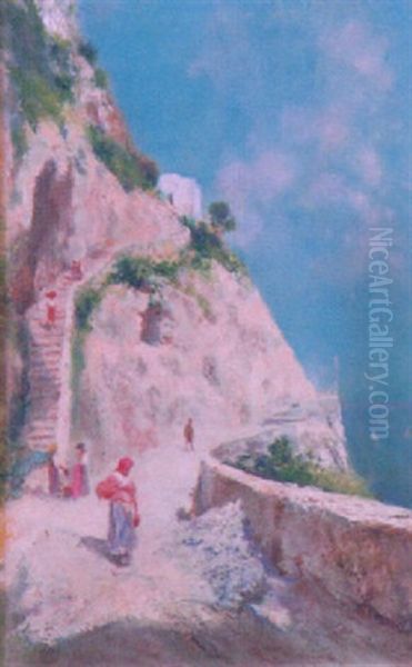 Path On Capri Oil Painting by Oscar Ricciardi