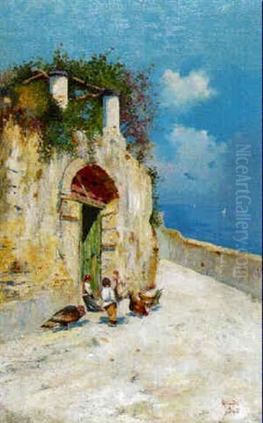 The Neapolitan Coast Oil Painting by Oscar Ricciardi