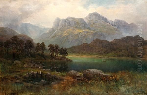 The Langdale Pikes Oil Painting by Samuel Lawson Booth