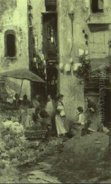 Vegetable Market, Naples Oil Painting by Oscar Ricciardi