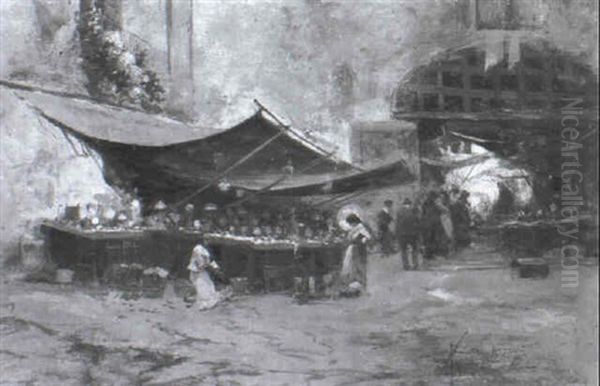 Markt In Neapel Oil Painting by Oscar Ricciardi