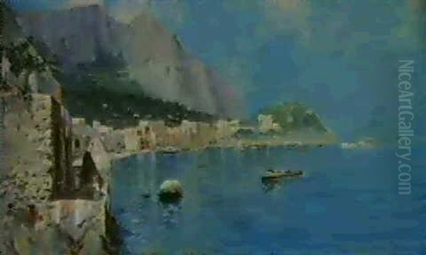 Parti Fra Napolibugten Ved Amalfi Oil Painting by Oscar Ricciardi