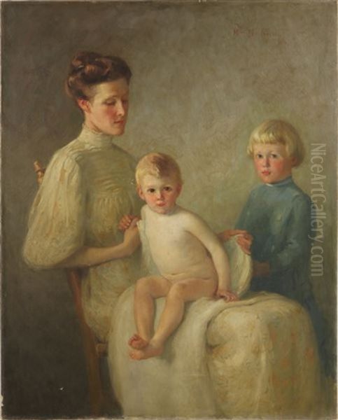 Family Portrait Oil Painting by William M(orton) J(ackson) Rice