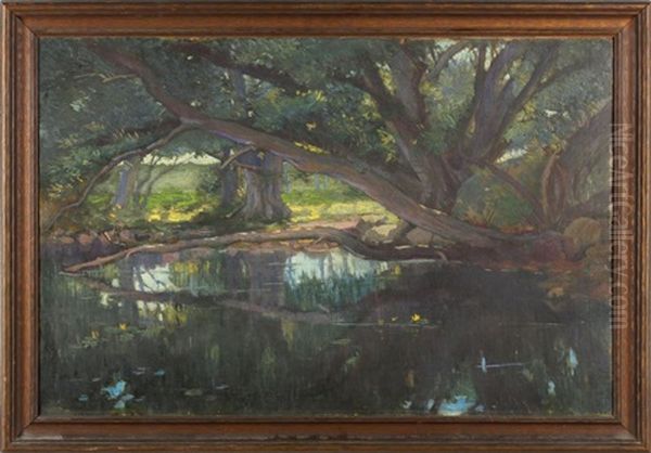 Forest Pond Oil Painting by William M(orton) J(ackson) Rice