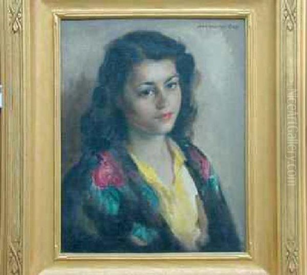 Portrait Of A Young Girl Oil Painting by John Hubbard Rich