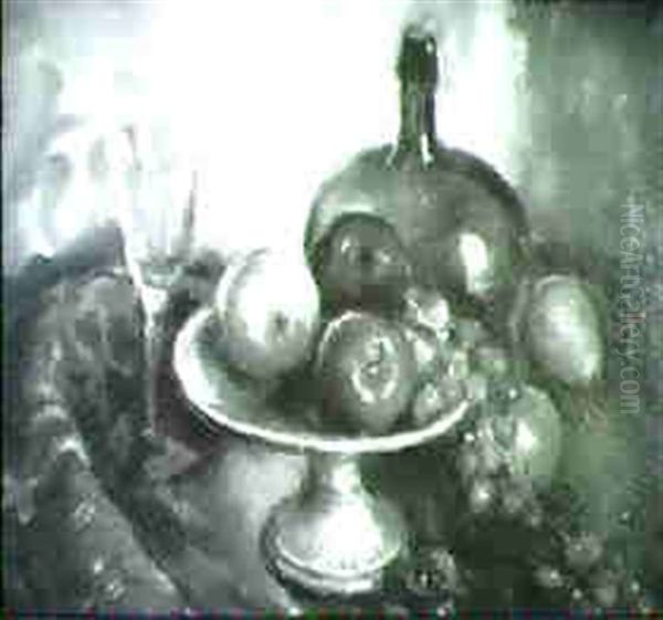 Still Life With Fruit, Wine Jug And Goblet Oil Painting by John Hubbard Rich