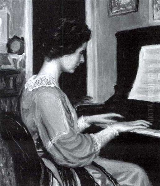 At The Piano Oil Painting by John Hubbard Rich