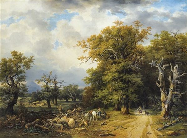 Personnages Dans Une Foret Oil Painting by Alexandre Louis Marie Theodore Richard