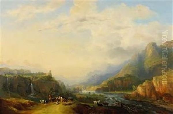 Romantische Landschaft Oil Painting by Alexandre Louis Marie Theodore Richard