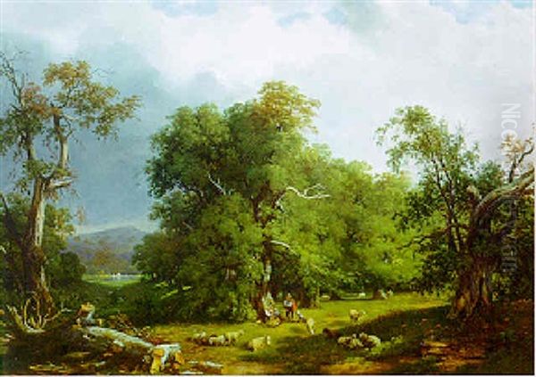 Paysage Anime Oil Painting by Alexandre Louis Marie Theodore Richard