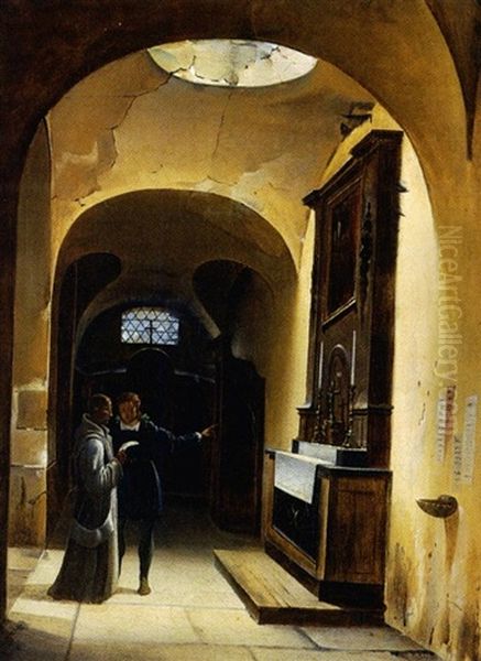 Conversation Dans Une Eglise Oil Painting by Fleury-Francois Richard