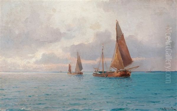 Evening At Sea Oil Painting by Ludvig Otto Richarde